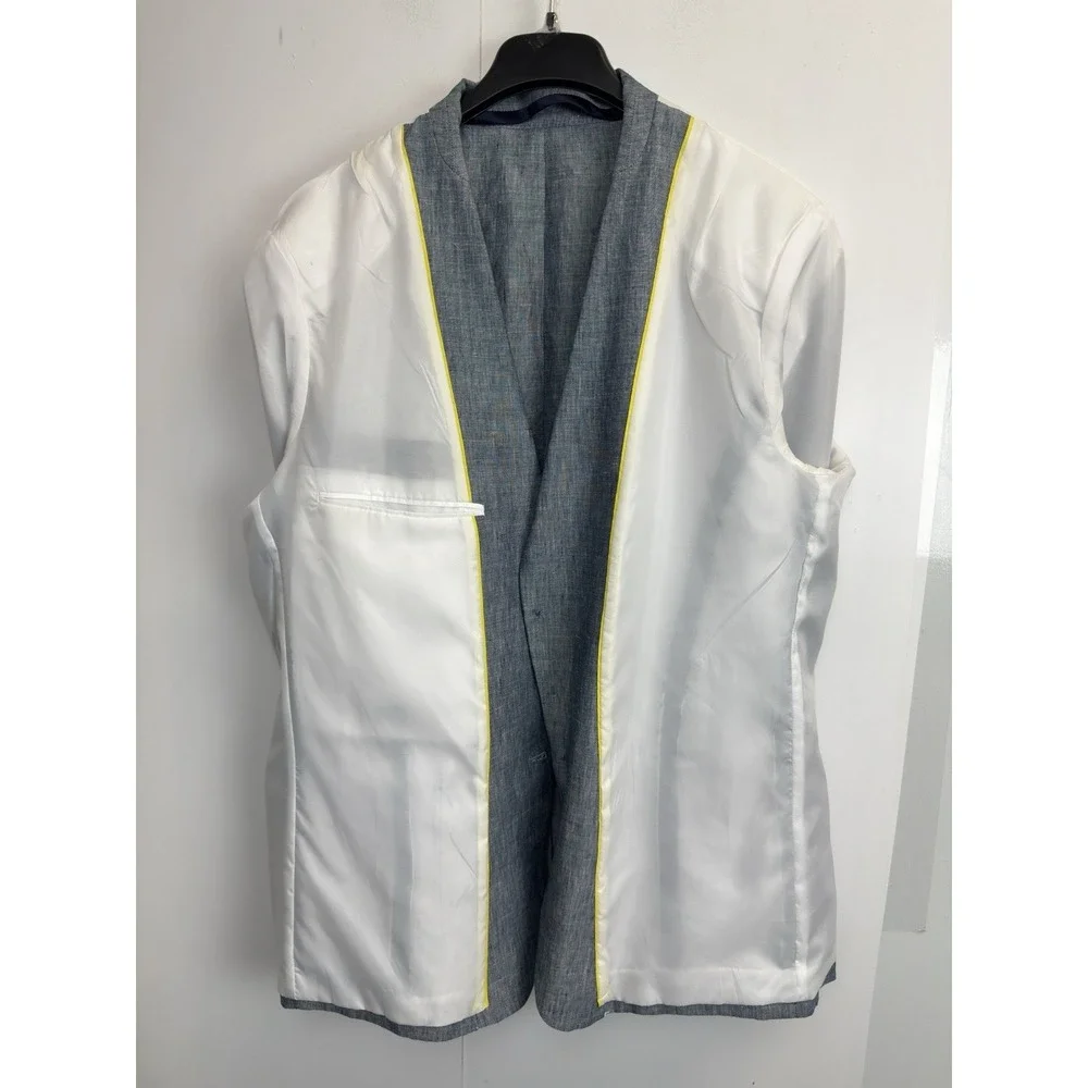 INC International Concepts Slim Fit Linen‎ Blend Blue Suit Blazer Sport Coat XXL